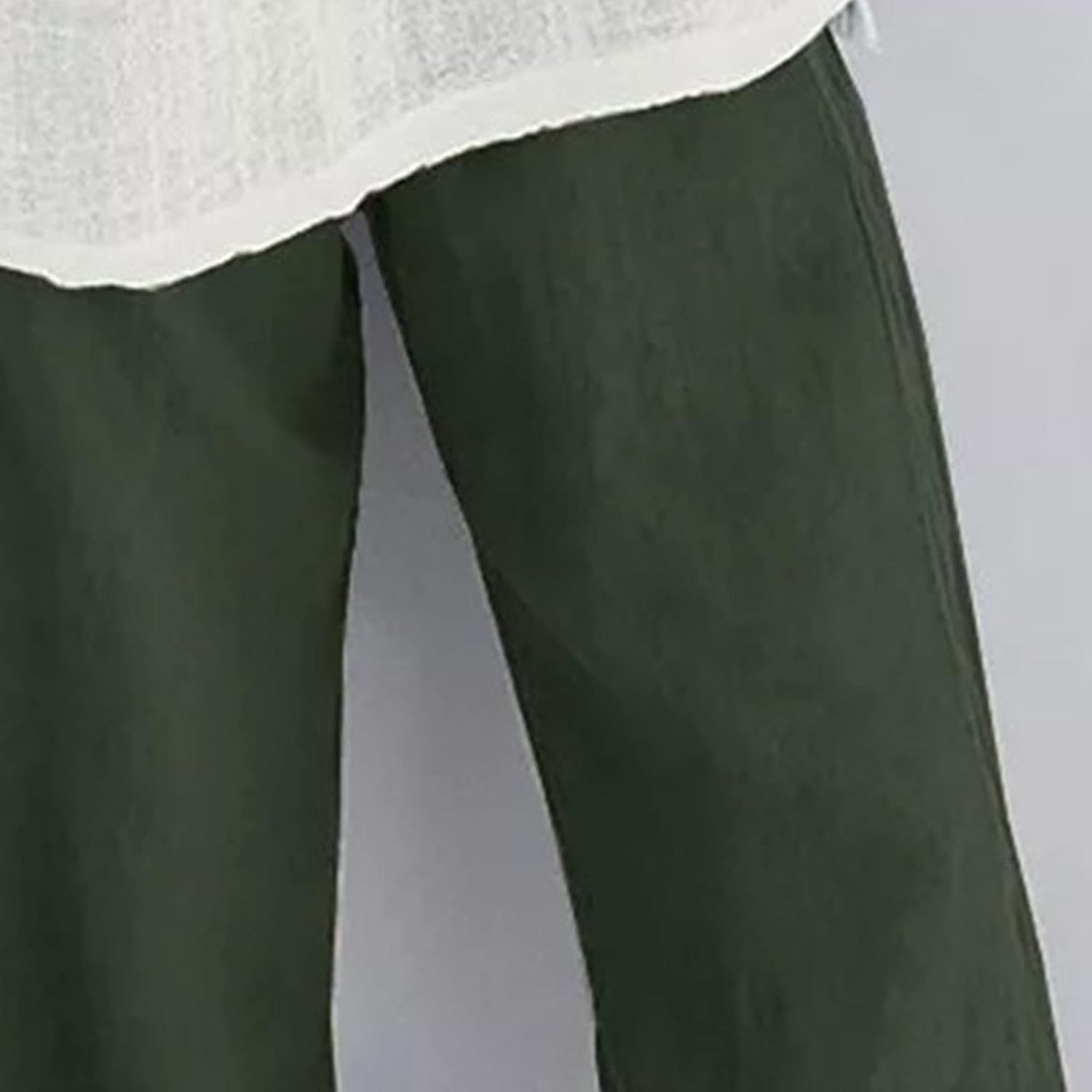 DGHM-JLMY Ladies Casual Loose Print Pants Elasticated High Waist Cotton Linen Cropped Elastic Waist Comfy Lounge Trousers