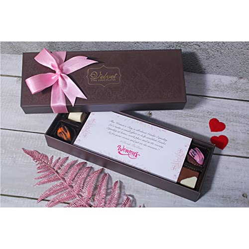 Image of Velvet Fine Chocolates Gift Hamper for Women's Day with Greeting Card | 12 Assorted Chocolate Gift Pack for Ladies, Mom, Daughter, Wife, Employees