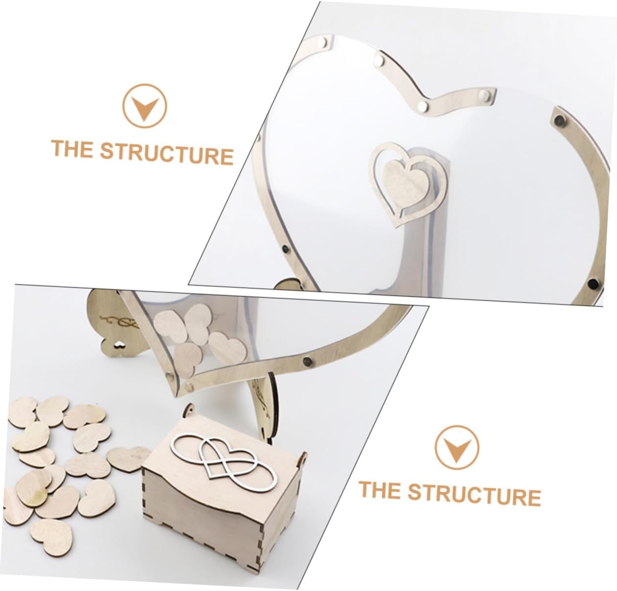 1set Heart Shape Wooden Guest Book for Weddings Elegant Reception Guestbook Wishes and Memories for Anniversaries Birthdays and Special Occasions