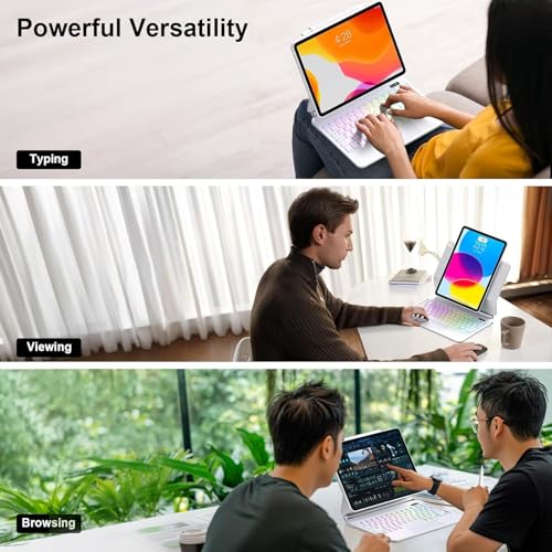 for iPad (A16) 11th/10th Generation Case with Keyboard – Magic-Style Magnetic – Floating Cantilever Stand - Backlit - Multi-Touch Trackpad Keyboard Case for iPad 11 inch &10th Gen 10.9 (White) by TactiPulse - Image 7