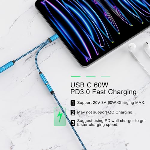 Pixel 8 USB C to 3.5mm Headphone Charger Adapter for Google Pixel 9 Pro XL 8a 7,Samsung Galaxy S24Ultra S23FE A15 A54 Z Fold6 S22,iPhone16 15,2 in 1 Type C to Aux Audio Jack Fast Charging Dongle Cable