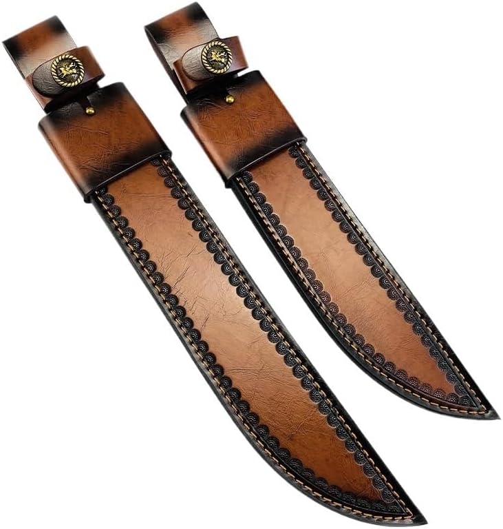 1PC Knife Sheath, Top-layer Cowhide Leather Protective Cover for Belt with Snap Closure Fits for Outdoor Search, Rescue(Large)