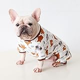 Fat Dog Pyjama, französische Bulldogge, vierbeiniger Schlafanzug, weiche Baumwolle, Mops-Overall, Einteiler, Kostüm für Katzen, Welpen, kleine und mittelgroße Hunde, Größe XL, Braun