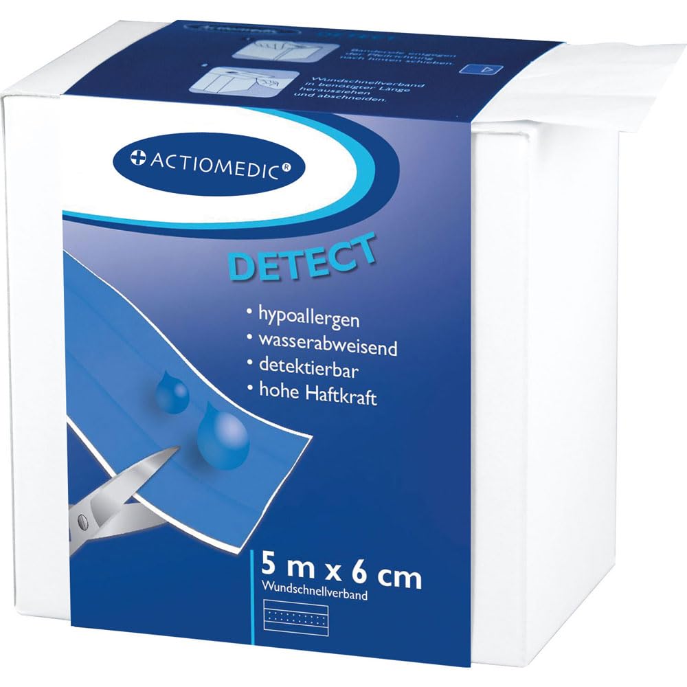 FRANZ MENSCH 2 Stück Actiomedic Gramm Medical ACTIOMEDIC® DETECT + AQUATIC Wundschnellverband, blau, B: 6 cm, L: 500 cm, Pflasterstripes, Wundpflaster, Pflaster Rolle
