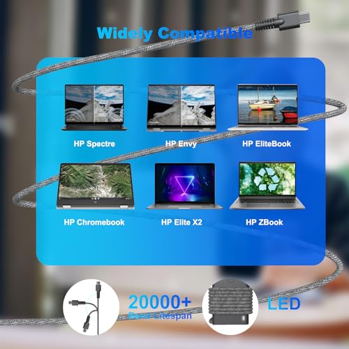 GDTOWD 65W USB C Laptop Charger Compatible with HP Spectre X360 EliteBook Envy X360 Chrombook ProBook Pavilion Zbook Omnibook Elite x2 Fast Charging New Slim Type C Travel AC Adapter Power Cord by GDTOWD - Image 5