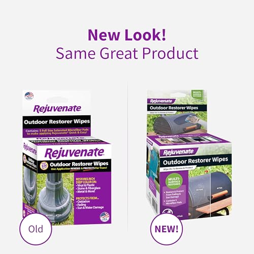 Rejuvenate Outdoor Restorer Wipes, 5 Count, Individually-Wrapped Pre-Saturated Microfiber Wipes Restore Faded and Weathered Surfaces Such As Patio Furniture, Shutters, Siding, And More, 12 Pack by Rejuvenate - Image 2