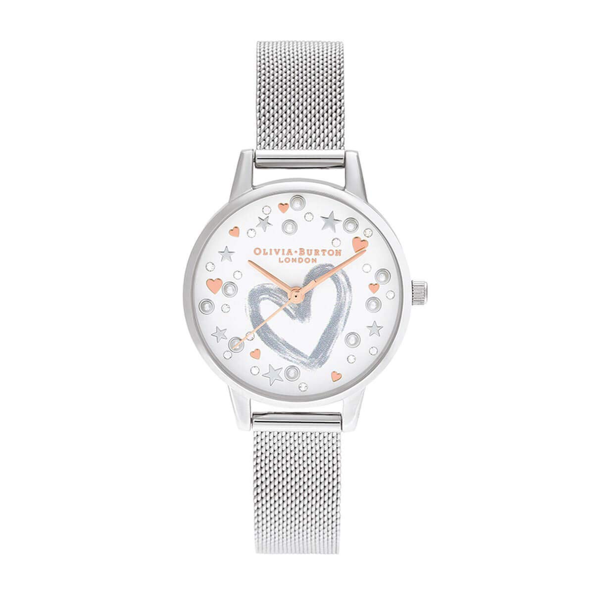 Olivia burton You Have My Heart Qtz Basic White & Stone Round Dial Womens Watch|Stainless Steel Material|Silver Color Band - OB16LH12 (B084JPG6QX) Amazon Price History, Amazon Price Tracker