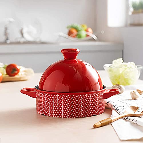 Moroccan Tagine, With Lid, Ceramic Slow Casserole Steamer Frying Pan - Home Kitchen Cooking, For Different Cooking Styles,4.5L #TOP4