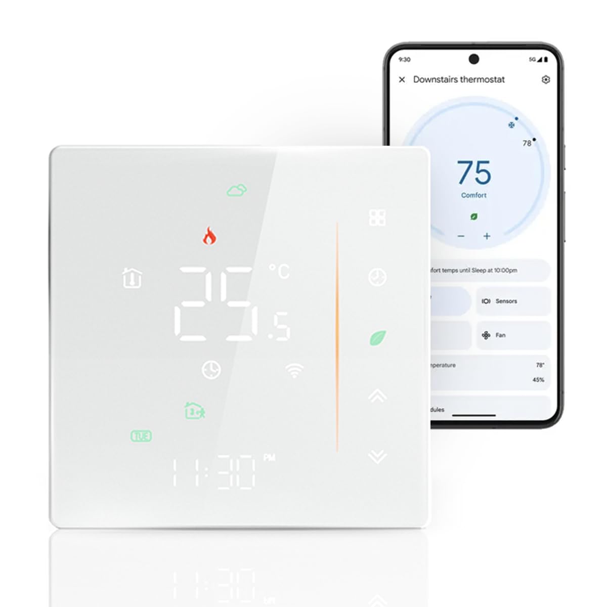 ZencQ Smart Home Thermostat: Ambient Thermostat with LED Touch Screen for Water Boiler and Electric Heating