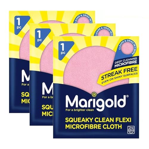 TSA LIMITED Marigold 3 Pack Microfibre Cloth Multipurpose Cleaning Cloth Ultra-Absorbent Lint-Free Towels for Home, Kitchen, Car, Streak-Free Shine on Shiny Surfaces
