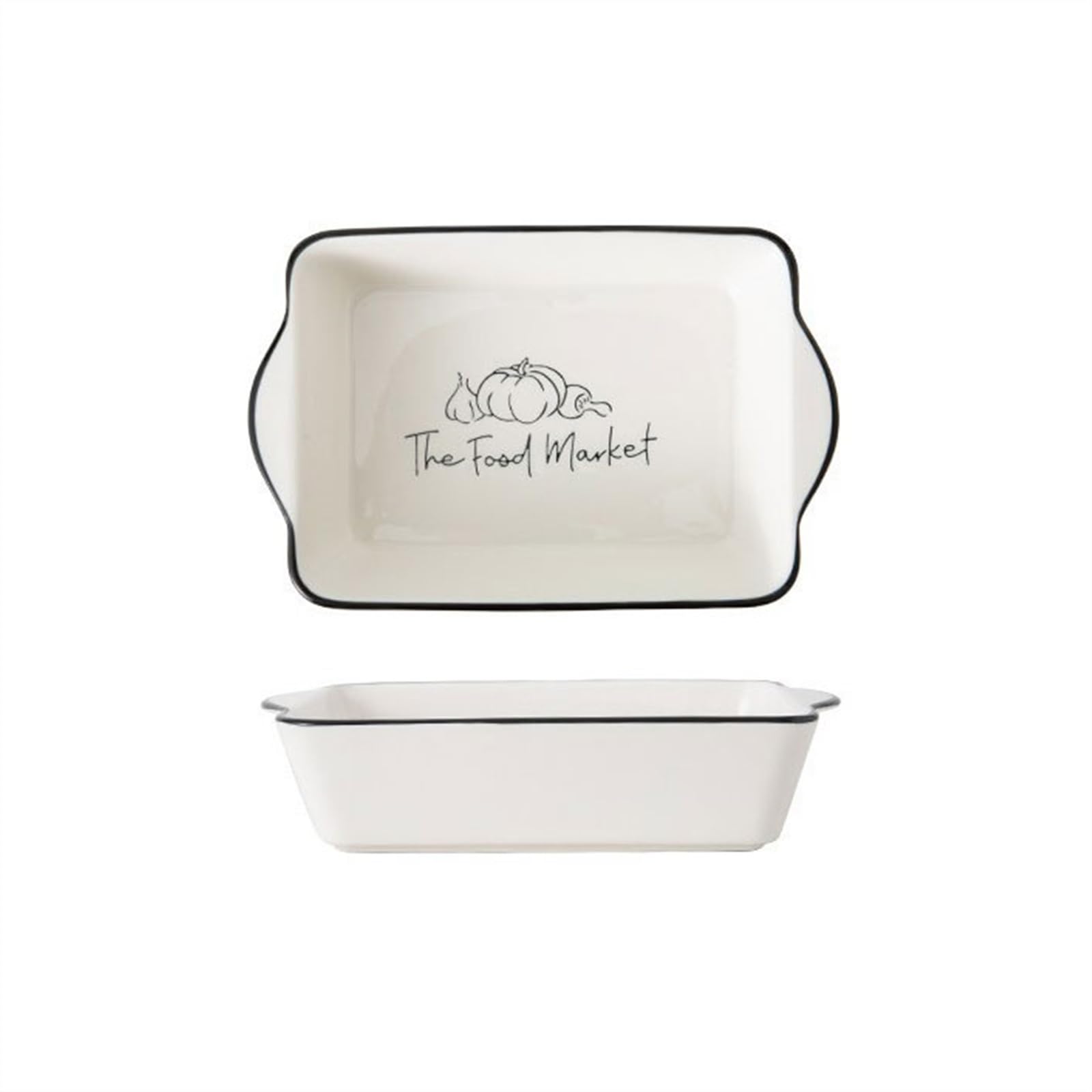 Baking Dish وعاء خبز مستطيل من السيراميك، وعاء خبز أرز بالجبن، وعاء خبز غربي، وعاء خبز منزلي مزدوج الأذن متعدد الوظائف Lasagne Dish