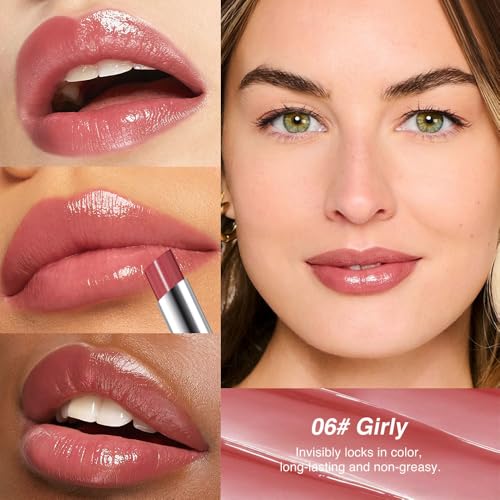 Image of Rose Pink & Girly Pink Honey Tinted Lip Balm for Women, Hydrating Lip Oil Stick Lip Gloss Lipstick for Mature Skin, Sheer Moisturizing Lip Tint Balm with Natural Shine, Vegan & Cruelty-Free
