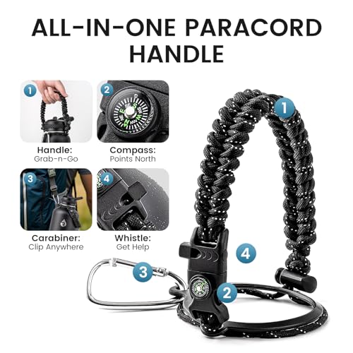 Image of RAYMYLO Insulated Water Bottle 64 oz, Triple Wall Vacuum Stainless Steel (Cold for 48 Hrs), Leak Proof & Non-BPA, Half Gallon Water Flask Jug with Paracord Handle & Straw Spout Lids
