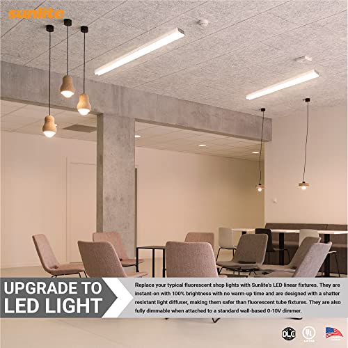 Sunlite 85409 48-Inch Led Linear Dual Strip Light Fixture, Dimmable, 30 Watts, 3900 Lumens, 50,000 Hour Life Span, 80 Cri, Ul And Dlc Listed, 3000K - Warm White #TOP3