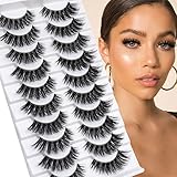 False Eyelashes Mink Lashes Clear Band Fluffy Curly Cat Eye Lashes Look Like Eyelash Extensions MilyBest Fake Eyelashes Lash Strips Pack