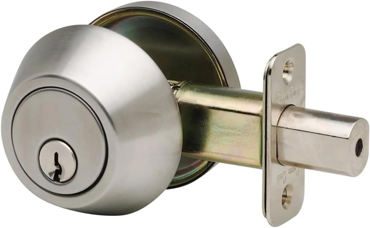 Copper Door Lock Cylinder Deadbolt Chrome Metal Dead Home Gate Single(Silver)