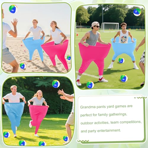 Image of Granny Pants Yard Game,Granny Pants with 8 Bouncy Balls & 1 Air Pump (Random Colors) and 2 Pack Color Granny Pants Outdoor Game for Adults Family Reunion & Team Building Granny Pants Game