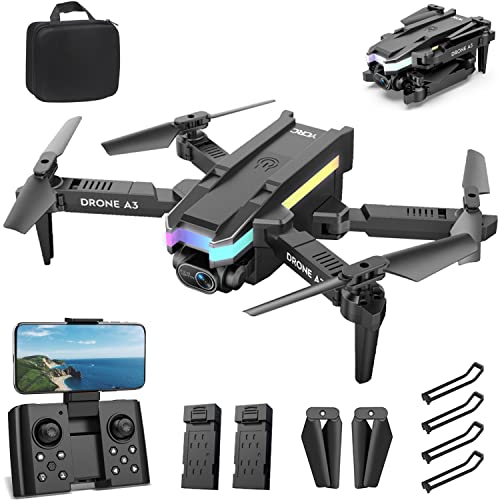 Drone with 4K Dual Camera for Adults and Kids, Foldable FPV Remote Control Quadcopter with Auto Return, Follow Me, Gestures Selfie, Waypoint Fly, Altitude Hold, One Key Start, 3D Flips, 2 Batteries, Toys Gifts for Boys Girls
