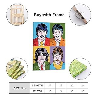 FANFF Beatles Poster décoratif sur toile pour salon, chambre à coucher 60 x 90 cm - Les Beatles, Paul McCartney, John Lennon, RIngo Starr, George Harrison FANFF Beatles Poster décoratif sur toile pour salon, chambre à coucher 60 x 90 cm – Image 2