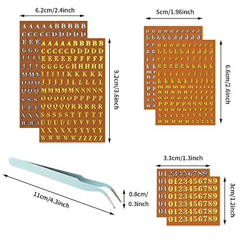 18 Sheets Small Letter Stickers For Resin, Mini Gold/Silver Letter Stickers Alphabet Number Stickers For Nail Art, Self Adhesive Diy Scrapbook Stickers With Tweezer #TOP1