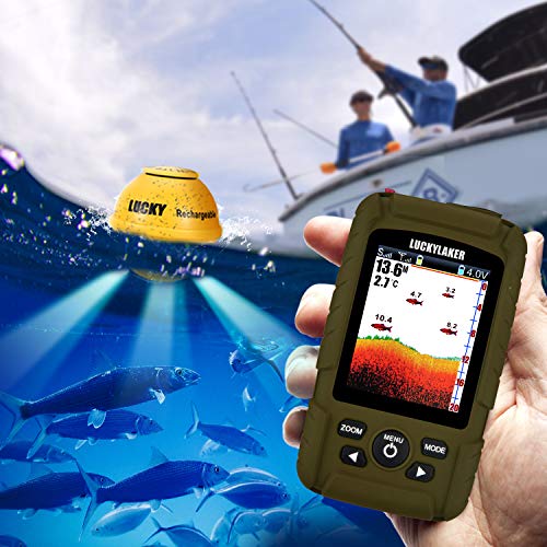 LUCKY Wireless Handheld Fish Finders Boat Wired Transducer Fishing Finder Sensor Sonar Waterproof Portable Depth Finders for Ice Fishing Sea Fishing Kayak