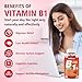 YUULAI Vitamin B1 Gummies 500mg for Adults & Kids, Thiamine B1 Supplement with Magnesium, Vitamin B1 Supplement for Nervous System Supports & Boost Energy, Raspberry Flavor, 60 Count