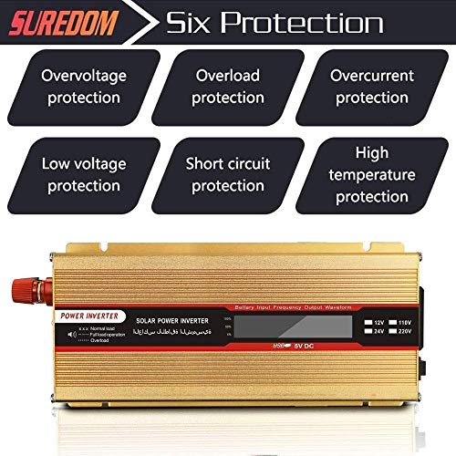 Onduleur de voiture 2000W convertisseur 12V 220V avec prise universelle et USB - 5