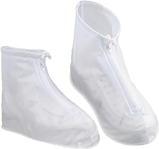 [Kezvmhy] 靴用レインカバー、雨用スニーカーカバー - PVC 防水旅行用レインブーツ カバー,厚くなった耐摩耗性アンクルハイトップノンスリップジッパーシューズプロテクター男性用ハイキングクライミング用