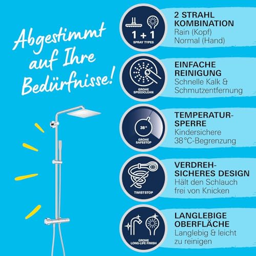 GROHE Vitalio Joy, Duschsystem mit Thermostat, Regendusche 21cm – Ansicht 3