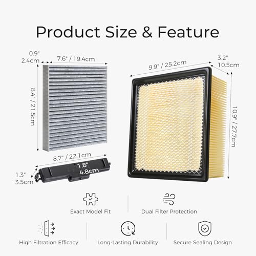 Image of 53034051AB Engine Air Filter and 68406048AA Cabin Air Filter kit Compatible with 2009-2010 Dodge Ram 2500 3500 4500 5500 2011-2021 Ram 2500 3500 2011-2016
