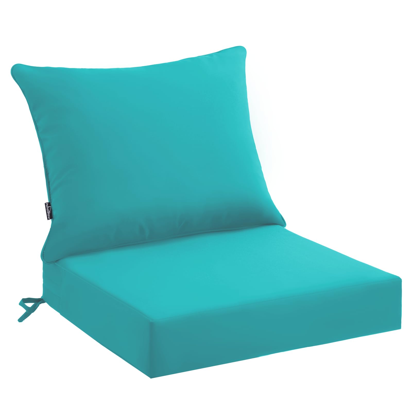 PatioGlow Outdoor Seat Cushion Set 24 x 24 x 4 Inch, Waterproof & Fade Resistant Patio Furniture Cushions with Removable Cover and Ties, Thick Deep Seating Pads for Outside Chair Sofa Couch, Teal