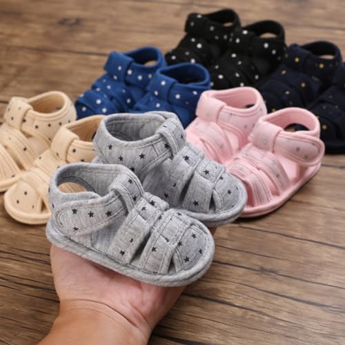 Baby Girl Sandals Infant Boys Star Non Slip Rubber Sole Beach Outdoor First Walkers Crib Shoes Ankle Strap Flats2
