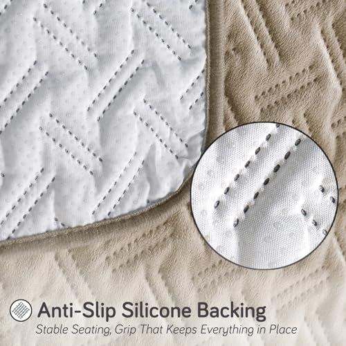 Image of HOKIPO Premium Velvety Quilted Anti-Slip Sofa Cover Mats for L-Shape & 1 /2 /3 Seater Sofa | Make Your Own Sofa Cover Set, 'Softline Quilted Series' 70(W) x 120(L) cm | Latte Brown (AR-6315-LBR)