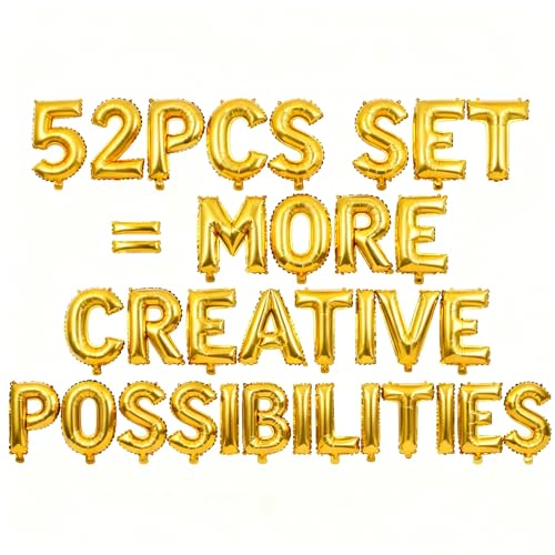 52 Pcs Gold Letter Balloons Custom 2 Set A-Z Set for Personalizing Names & Phrases Party Supplies Banners for Wedding/Birthdays/Annivs/Grads Party Decoration Banner Custom Phrase