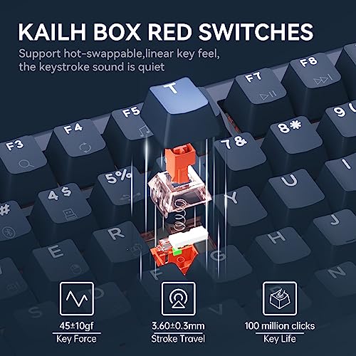 Hexgears E2 Three-Mode Mechanical Keyboard, Rgb Backlit Gaming Keyboard, 2.4G Wireless/Bluetooth/Type-C Wired, Hot Swappable Red Switches, 83-Key Tkl Compact Keyboard With Wrist Rest #TOP5