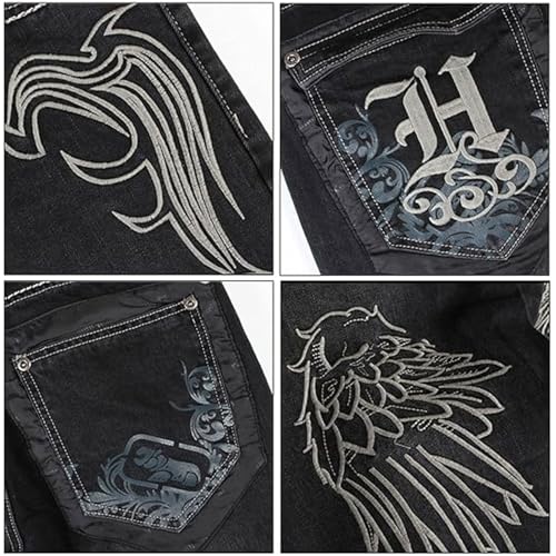 Mens Y2k Baggy Jeans Hip Hop Embroidered Skater Jeans Loose Fit Vintage Dance Skateboard Denim Pants3