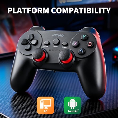 Image of NITHO TWINEX Wireless Controller for Windows PC & Android, Gaming Gamepad with 2.4G USB Receiver, Sensitive Triggers, Precision 3D Competitive Sticks, Stable Connection, Ergonomic Lightweight Joystick