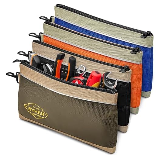 The Ryker Bag Canvas Zipper Tool Pouches Set: Small Tool Pouch Bags in 4 Colors Zippered Tool Pouch Small Tool Bag Utility Tool Pouch Organizer Waterproof Tool Pouch w/Metal Clips&Reflective Strips