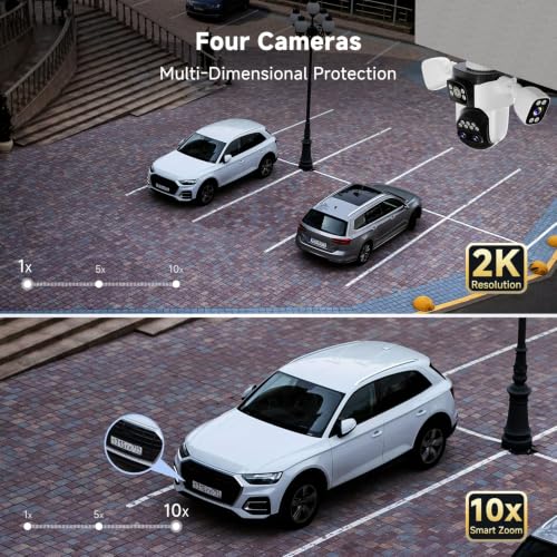 Image of VSTARCAM 4-Lens Security Cameras Wireless Outdoor, 4-in-1 Multi-View 2K 360 PTZ Plug-in WiFi Camera, 10X Hybrid Zoom, AI Motion Tracking, Color Night Vision, IP66, 128GB Card Included