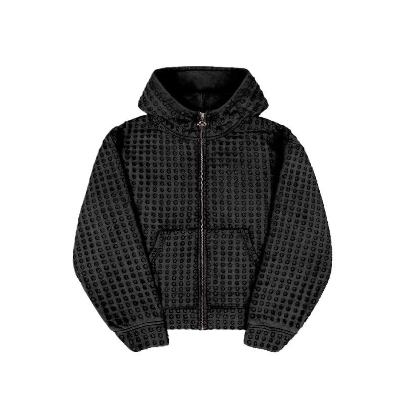 Men' Gothic Hoodie Retro eyelets Hooded sweatshirt Y2K zip up Hoodie Grunge Hooded Sweatshirt Harajuku clothes