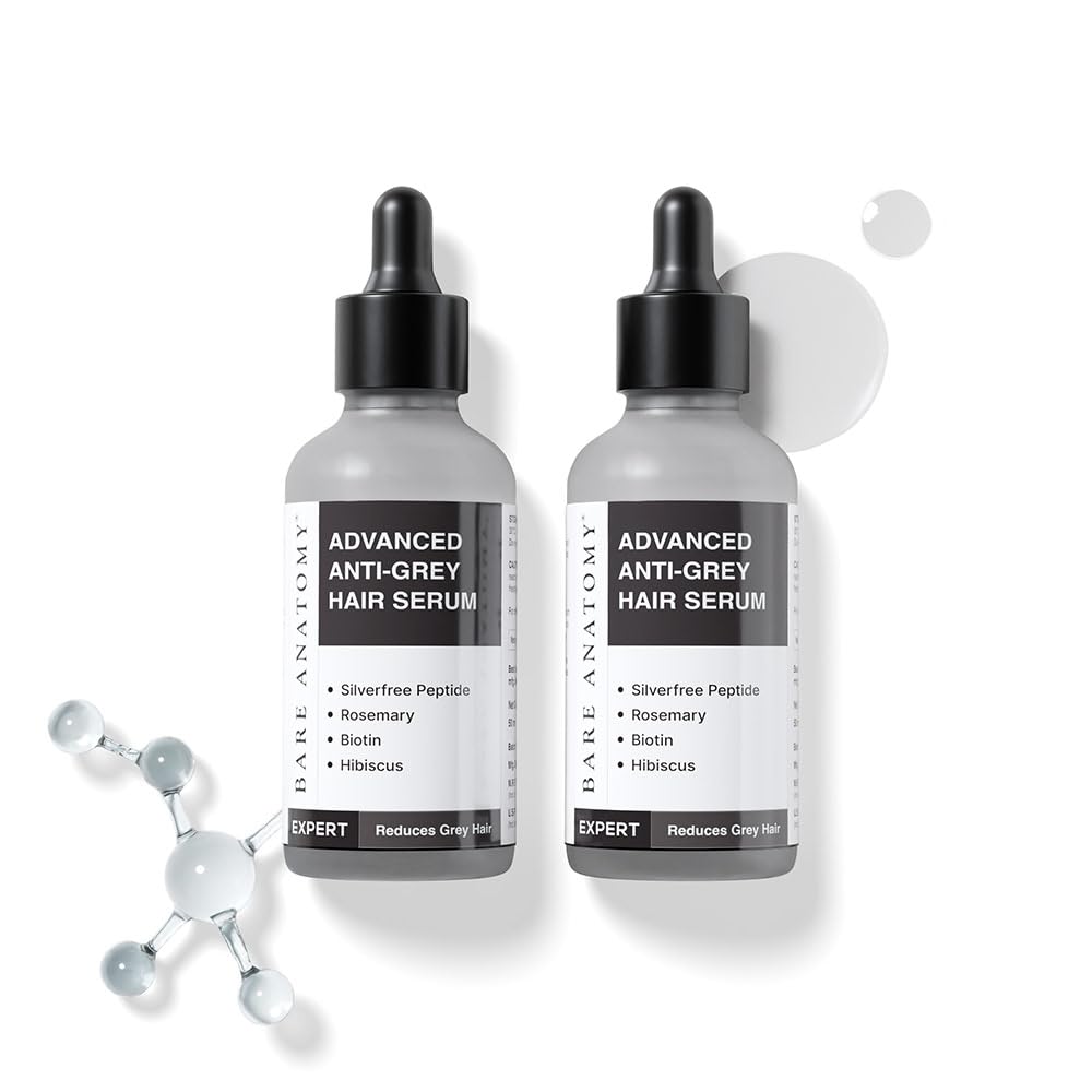 Bare Anatomy Advanced Anti-Grey Serum | Reduces Hair Greying | Silverfree Peptide + Biotin + Rosemary | Fast Absorbing, Odorless, Non-Sticky | Clinically proven formula For Men & Women | 50ml (Pack of 2)-picture-50