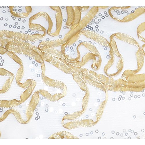 Image of Sunny Fashion Girls Dress Shinning Sequins Beige Tulle Layers Wedding Pageant