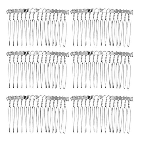 Senkary 10 Pieces Hair Comb Clip Metal Wire Hair Combs Wedding Veil Combs (15 Teeth, Silver)