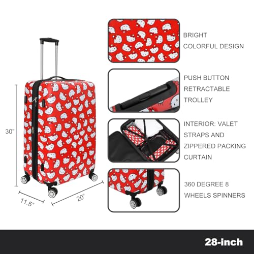 Bioworld Hello Kitty All-Over Print 28" Suitcase With 360-Degree Wheels And Retractable Handle4