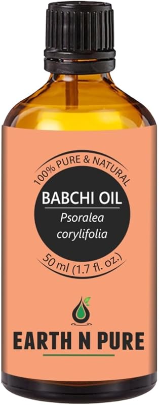 Óleo de Babchi EARTH N PURE (Psoralea Corylifolia) prensado a frio e não diluído, 50 mL