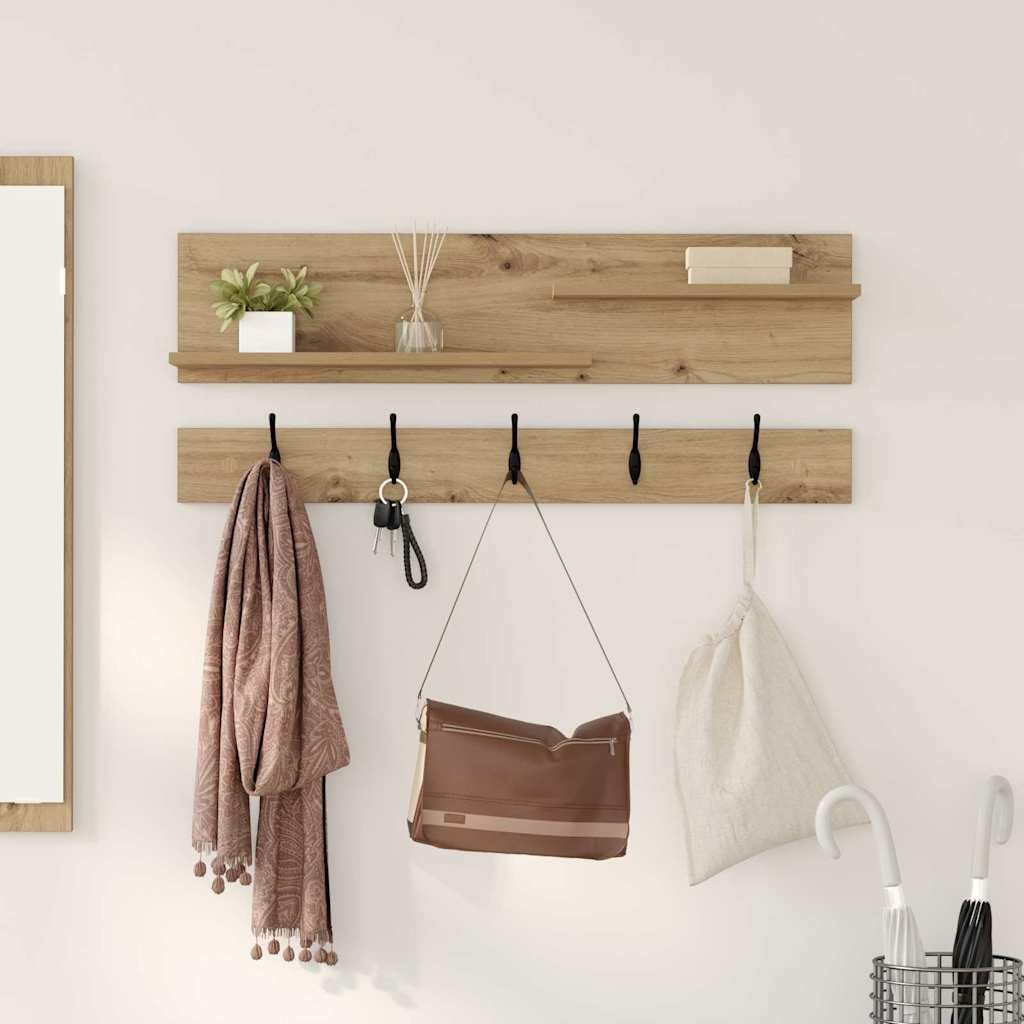 Porte-manteau mural avec étagère, en chêne artisanal, 90 x 15 x 36 cm, pour couloir, chambre à coucher, salle de bain, idéal pour vêtements, sacs, accessoires de maison, peu encombrant
