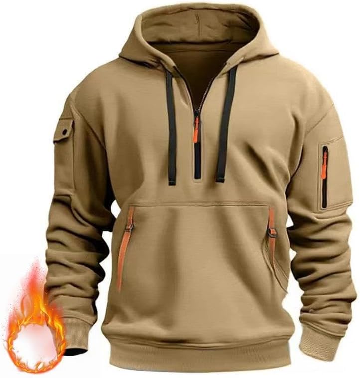 Scapodo Men's Half-Zip Sweatshirt - Hooded Pullover Soft Autumn Winter Casual Wear for Vacations Daily Life - Image 3