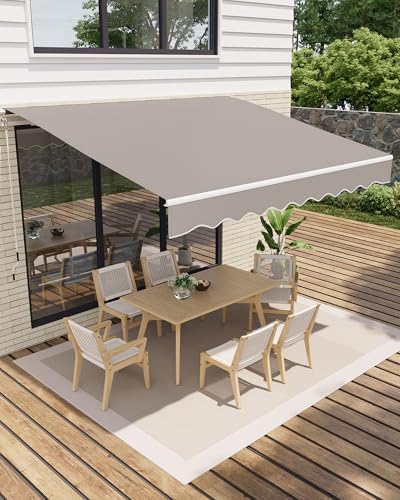 GarveeHome Store à bras articulé 300 x 250 cm, UV40+ et imperméable, avec manivelle et support mural, longueur + angle réglable, store pour terrasse et balcon, protection solaire, store de balcon