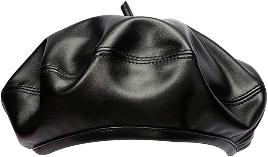 LABANCA Womens Berets Hat Faux Leather Retro French Style Beanie Cap Hat Winter Autumn