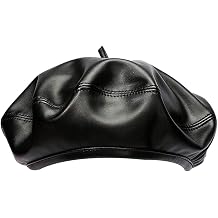 LABANCA Women Solid Faux Leather Beret French Artist Painter Beanie Hat Cap